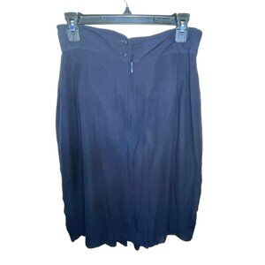 Cathay 100% Pure Silk Navy Blue Pleated Skirt Size Vintage 14 Waist 29"